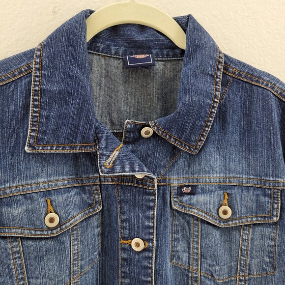 Cruel Girl Jacket Womens M Blue Denim Cropped Long Slv Button Down Front Pockets - Picture 7 of 10